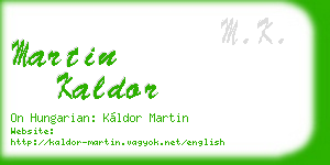 martin kaldor business card