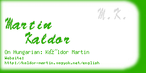 martin kaldor business card